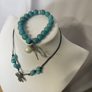 cross pendant necklace and coordinating bracelet bohemian boho jewelry